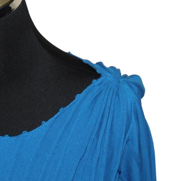 Trina Turk Ava Pleated Sweater Dress Dolan Sleeve Gorgeous Blue - Picture 5 of 8